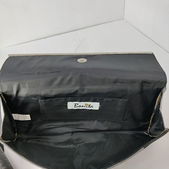 Bonita Clutch Bag Black and Gray Wide Stripe Color Block Wallet - Picture 6 of 8